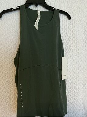 lululemon athletica Olive Green Perforated Athletic Tank